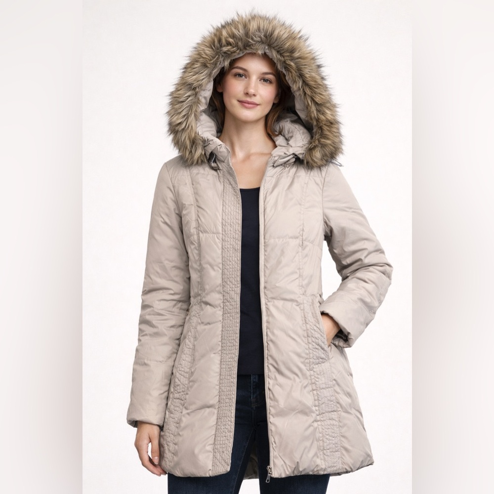 Le Château Down Puffer Coat Faux Fur Hooded Winter Jacket XXS NWOT
